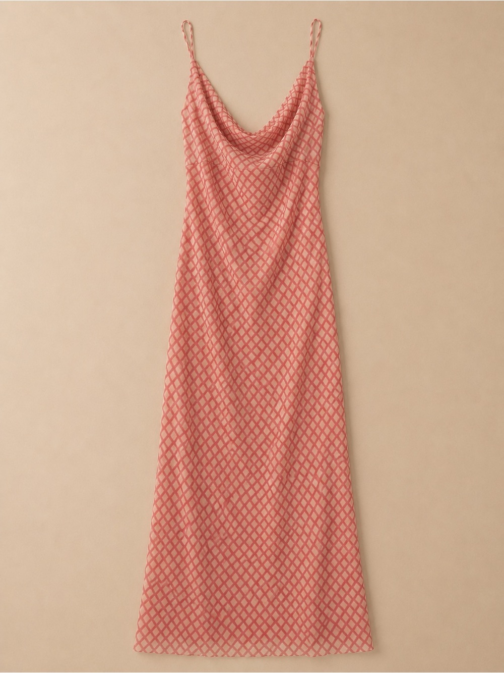 Zara Rose Pink Mesh Cowl Neck Maxi Dress Open Back Sheer Slip Dress Sz L - Picture 3 of 17